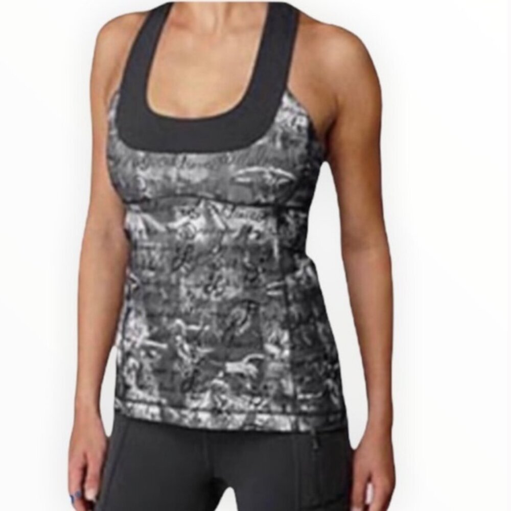 Lululemon Manifesto Graphic Print Tank Top Round Neck ColorBlock Stretch Shirt 6